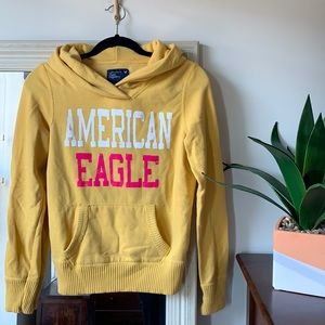 AMERICAN EAGLE yellow & pink logo hoodie sweatshirt (small) ✨